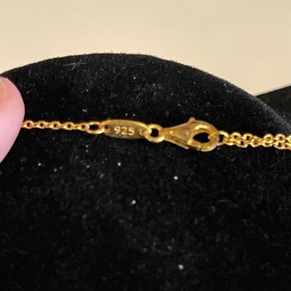 LaFonn sideways rhinestone cross stamped 925 with gold vermeil adjustable length - Picture 7 of 12